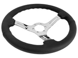 1965-1967 Ford Mustang Steering Wheel Kit Black Leather Chrome Spoke Running Pony